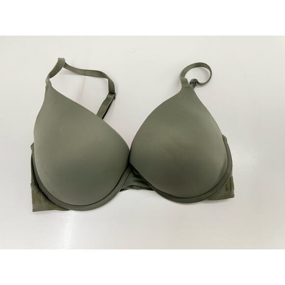 PINK Womens Bra Size 32D Wear Everywhere Push Up Green Logo Band Adjustable - Picture 1 of 8